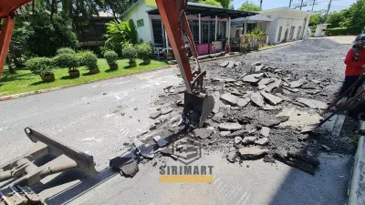 ลอกพื้นยางมะตอยเก่า บดอัดพื้นเดิม และลาดยางมะตอยใหม่ — ภาพที่ 7